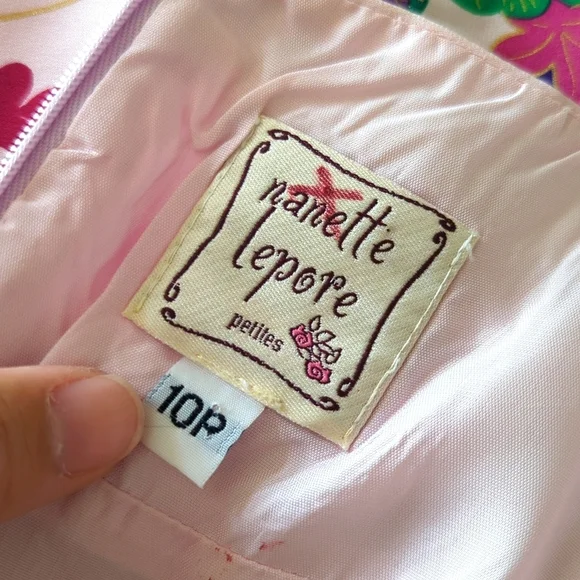 Nanette Lepore Petites Asian Floral Print Pink Silk Dress - Picture 7 of 11